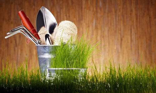 Professional landscapers working on a residential project